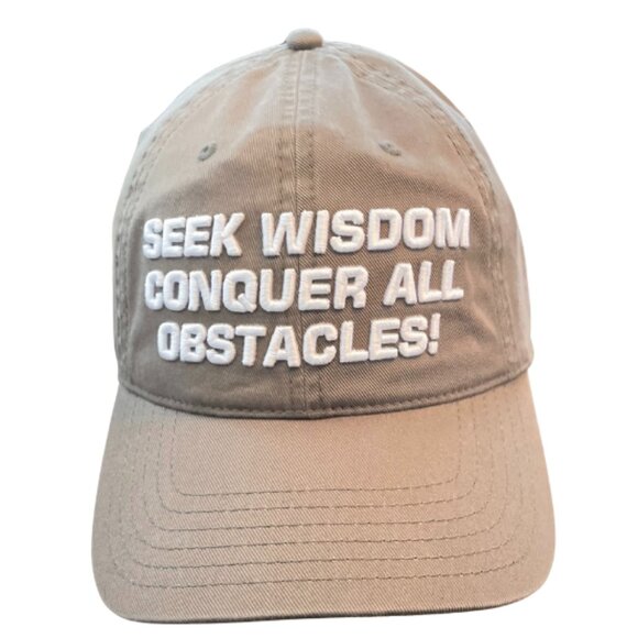 Seek Conquer and Destroy Other - Tan Baseball Cap with Motivational Text